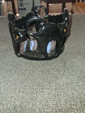 Yankee Candle Black Cat Candle Holder with Orange Eyes